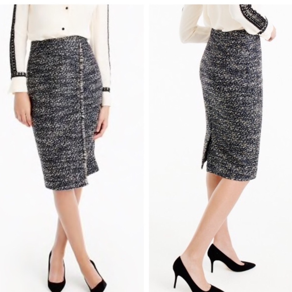 J. Crew Tweed Faux Wrap Pencil Skirt - Sz 6